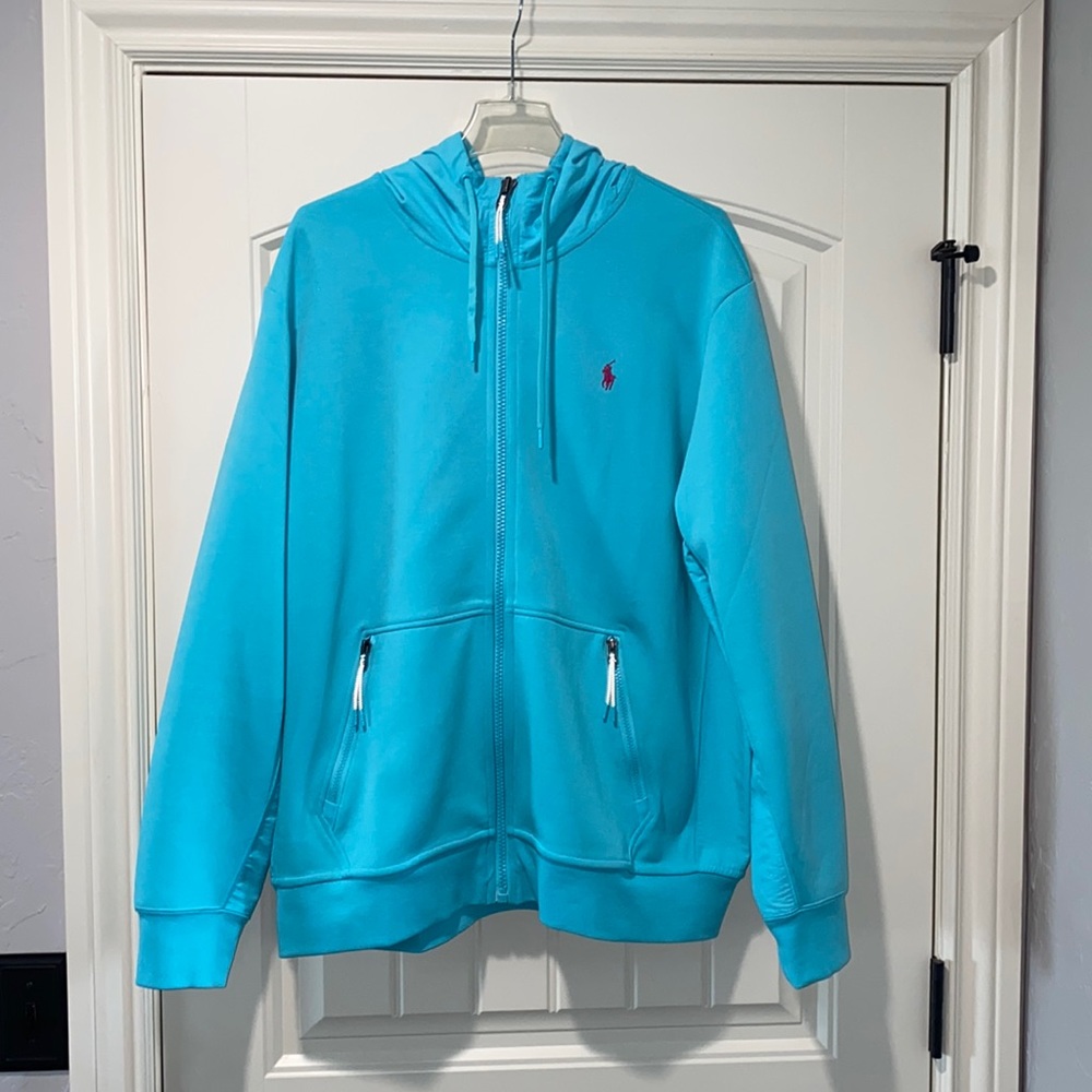 POLO RALPH LAUREN Men's Blue Water-Repellent Double Knit Zip Hoodie & Jogger
